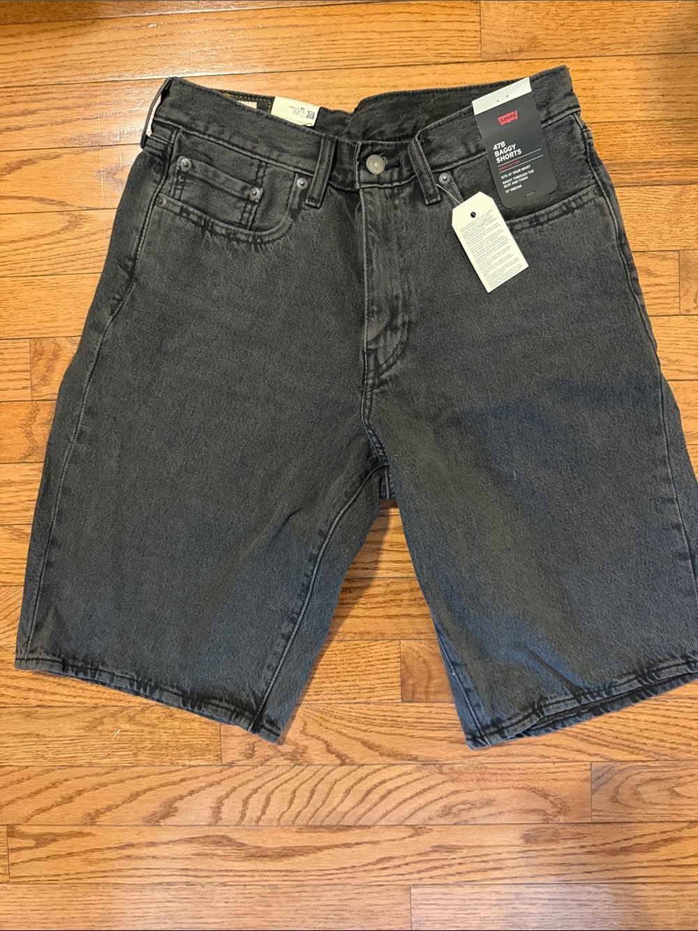 Levi's Men's Black 478 Baggy Denim Shorts - Classic 5-Pocket Style